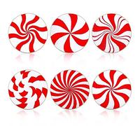 Haull 6 Pcs Christmas Candy Canes Sweets Kitchen Rugs and Mats Non Slip Round Area Kitchen Floor Runner Mat Soft Floor Carpet for Chair Living Room Bedroom Dorm Home Decor, 15.75 inches in Diameter