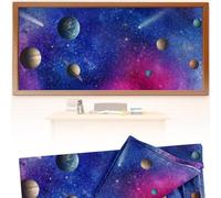 Haull Outer Space Bulletin Board Fabric 48'' x 108'' Galaxy Planet Classroom Decor Starry Polyester Photography Backdrop for Classroom Bulletin Board Background Home Wall Decor Pillows Curtains Craft