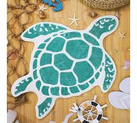 Haull Sea Turtle Rugs Beach Bathroom Rug Cute Animal Bath Mat Turquoise Non-silp Washable Turtle Cover for Kids Tropics Summer Ocean Theme Bathtub Mat Room Floor Decor 30.7 x 25 Inch(Teal)