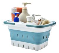 Haundry Portable Shower Caddy Basket, Foldable Caddy Basket with Handles, Collapsible Storage Organizer for Bathroom, Kitchen, College Dorm,Gym (Blue), PSC-001