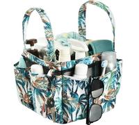 Haundry Shower Caddy Bag, Portable Mesh Shower Basket Organizer with Key Hook for College Dorm Bathroom Camp Gym, Hanging Tote Bag with 8 Pockets, Coconut Tree
