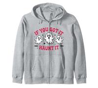 Haunt It Shirt Cute Ghosts Funny Halloween Quote October Zip Hoodie