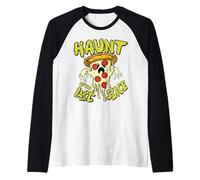 Haunt of The Last Slice Ghost Pizza Funny Halloween Costume Raglan Baseball Tee