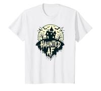 Haunted AF: Spooky Manor Halloween Horror Night T-Shirt, Kids, White, 6 Years