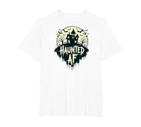 Haunted AF: Spooky Manor Halloween Horror Night T-Shirt, Men's Big and Tall, White, 6X Tall