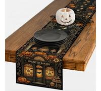 Haunted Bakery Halloween Theme Table Runner 13x108 Inch