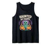 Haunted But Happy Ghost with Pumpkins in Forest Halloween Tank Top
