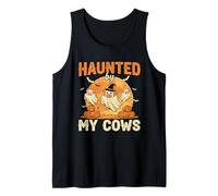 Haunted by May Cows Funny Halloween Moo Ghost Cow Men Women Tank Top