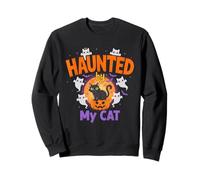 Haunted by My Cat Funny Halloween Ghost Cat Lover Six Seven Sweatshirt