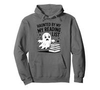 Haunted By My Reading List Funny Ghost With Books Pullover Hoodie