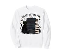 Haunted By My TBR Funny Black Cat Book Halloween Sweatshirt