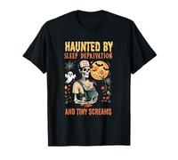 Haunted by Sleep Deprivation and Tiny Screams 90s Born Dad T-Shirt