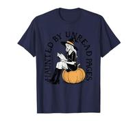 Haunted by Unread Pages Witch Reading On Pumpkin Halloween T-Shirt