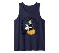 Haunted by Unread Pages Witch Reading On Pumpkin Halloween Tank Top