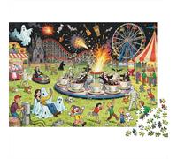 Haunted Carnival Stampede Wooden Jigsaw Puzzle Waterproof 1000 Piece Puzzles for Adults Challenging And Brainteasing Educational Games