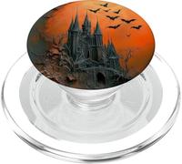 Haunted Castle Bats Orange Moon Halloween Gothic PopSockets PopGrip for MagSafe