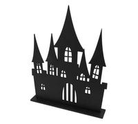 Haunted castle decoration in black wood 18 x 23 cm