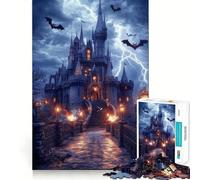 Haunted Castle in Storm Jigsaw Puzzles 1000 Pieces for Teenagers Anxiety Relief Precise Connection Fun Hobby Fine Art (50x75cm)
