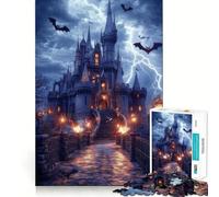 Haunted Castle in Storm Puzzles for Adults 1000 Puzzles Cognitive Skill Precise Connection Fun Challenge Santa Surprise (38x26cm)