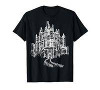 Haunted Castle On A Hill, Goth Spooky line Art T-Shirt