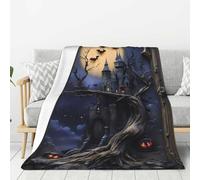Haunted Castle Under Moon Throw Blanket 30x40 Inch, Super Soft Cozy Plush Throw Blanket for Couch Sofa Bed, Lightweight Fuzzy Comfy Warm Flannel Blanket & Throws All Season Use