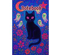 Haunted Cat in the Garden Notebook - Pastel Halloween Lined Journal: Mysterious Black Cat, Ghostly Spirits & Whimsical Autumn Blooms