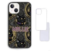 Haunted Cat Vintage Gold Frame Aesthetic Y2K Custom Black White Clear Compatible With iPhone 6 7 8 SE 2020 X XR XS 11 12 13 14 15 16 16E 17 Air Pro Max Plus Mini Bumper Case Custom Personalised Name