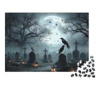 Haunted Cemetery-gothic Horror Scene 1000 Piece Puzzles for Adults of Premium Board Jigsaw Puzzles with Impossible Puzzle for Challenging Puzzles for Adults As Gifts for Puzzle Lovers 52x38cm/1000pcs