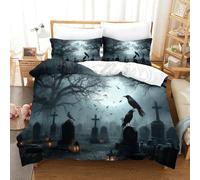 Haunted Cemetery-gothic Horror Scene Duvet Cover Set 3 PCS Hotel Quality Quilt Cover Bedding Sets Bed Covers with Pillowcases with Zipper Closure Breathable Stylish Comforter Double（200x200cm）