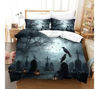 Haunted Cemetery-gothic Horror Scene Duvet Cover Sets 3 PCS Hotel Quality Quilt Cover Bedding Set Bed Covers with Pillowcases with Zipper Closure Ultra Soft Hypoallergenic Microfiber King（220x240cm）