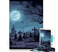 Haunted Cemetery Jigsaw Puzzle for Adults 1000 Pieces Logic Fun Clear Hue Playful Challenge Santa Present (50x75cm)