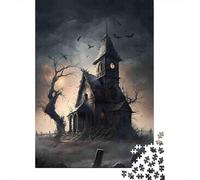Haunted Church Scene Puzzles 1000 Piece for Adults Jigsaw Puzzles Game for The Whole 52x38cm/1000pcs