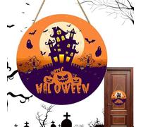 Haunted Door Decor - Halloween Happy Home Wall Decor, Attractive Front Entry Decor | Spooky Wooden Sign Front Door Decorations