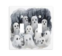 Haunted Forest Light Switch Cover Plates/Outlet Covers, Halloween Ghosts for Spooky Decor, Thermoplastic Wall Plates,Standard Size Double Toggle