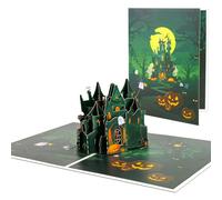 Haunted Full Moon Castle Pop Up Greeting Card with Blank Note & Envelope, celebration gift for Halloween, Love, Birthday, Anniversary, Special Moment, Holiday, Housewarming