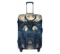 Haunted Gargoyle Castle Elastic Travel Luggage Cover Suitcase Protector, Print Suitcase Baggage Cover Anti-Scratch