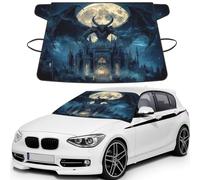 Haunted Gargoyle Castle Print Car Windshield Cover For Ice And Snow Universal Fit For Most Cars Multifuntional Ice Protector Keep Snow Frost Off