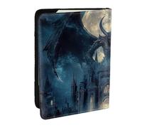 Haunted Gargoyle Castle Printed Passport Holder,Travel Pu Leather Passport Cover Case Organiser for Men Women,6.5 Inch