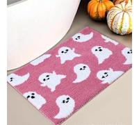 Haunted Ghost Bath Mat - Super Soft Halloween Rug with Anti-Slip Backing | Adorable Spooky Ghost Print | Fluffy Plush Bathroom Carpet for Halloween Decor (Pink2)