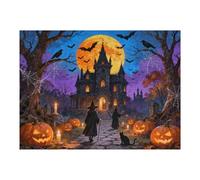 Haunted Halloween Night House 500 Piece Puzzle for Adults, Fun Horror Jigsaw Puzzle, Challenging Family Game, Relaxing Home Decor Gift, Interlock Perfectly No Dust and Seniors, 20.5x15 in
