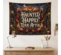 Haunted Happily Ever After Gothic Pumpkins Quote Tapestry 40x30 Inch