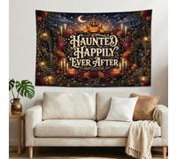 Haunted Happily Ever After Gothic Pumpkins Quote Tapestry 60x40 Inch
