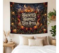 Haunted Happily Ever After Gothic Pumpkins Quote Tapestry 60x50 Inch