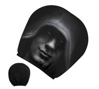 Haunted Headrest Covers, Halloween Auto Protector Sleeve, Stretchable Fit Wrap with Elastic Grip, Breathable Polyester Fabric Guard, Shadow Figure Theme Style, Interior for Travel