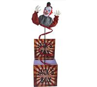 Haunted Hill Farm 175 cm. Jack The Clown Animated in a Box | Indoor or Outdoor Halloween Covered | Battery Operated | Festive Holiday Decoration | HHCLOWN-22FLSA, Multicolored