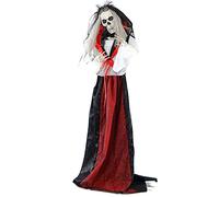 Haunted Hill Farm 65-in. Animated Moaning Skeleton Bride Prop | Flashing Red Eyes | Indoor or Covered Outdoor Halloween Decoration | Battery-Operated | HHBRIDE-1FLSA