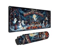 Haunted Holidays Spooky Christmas Quote Snow Man Large Mouse Pad 12x32 Inch | Spooky Ghosts, XXL Mouse Pad, Jack-o-lantern Pumpkins, Winter Cabin, Eerie Night Forest, Seasonal Desk Accessory