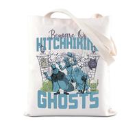 Haunted Horror Movie Inspired Gift Beware of Hitchhiking Ghost Tote Bag Boo Bash Halloween Party Handbag Spooky Gift (Beware)