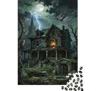 Haunted House 1000 Piece Cardboard Jigsaw Puzzle Rainy Night for Adult Stress Relief Seekers Home Entertainment Unique Pattern 38x26cm/1000pcs