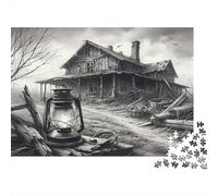 Haunted House 1000 Piece Jigsaw Puzzle for Adults, Eco-Friendly Cardboard, Old Farm House, Mental Workout Activity, Develops Patience & Hand-Eye Coordination, Home Wall Art 70x50cm/1000pcs